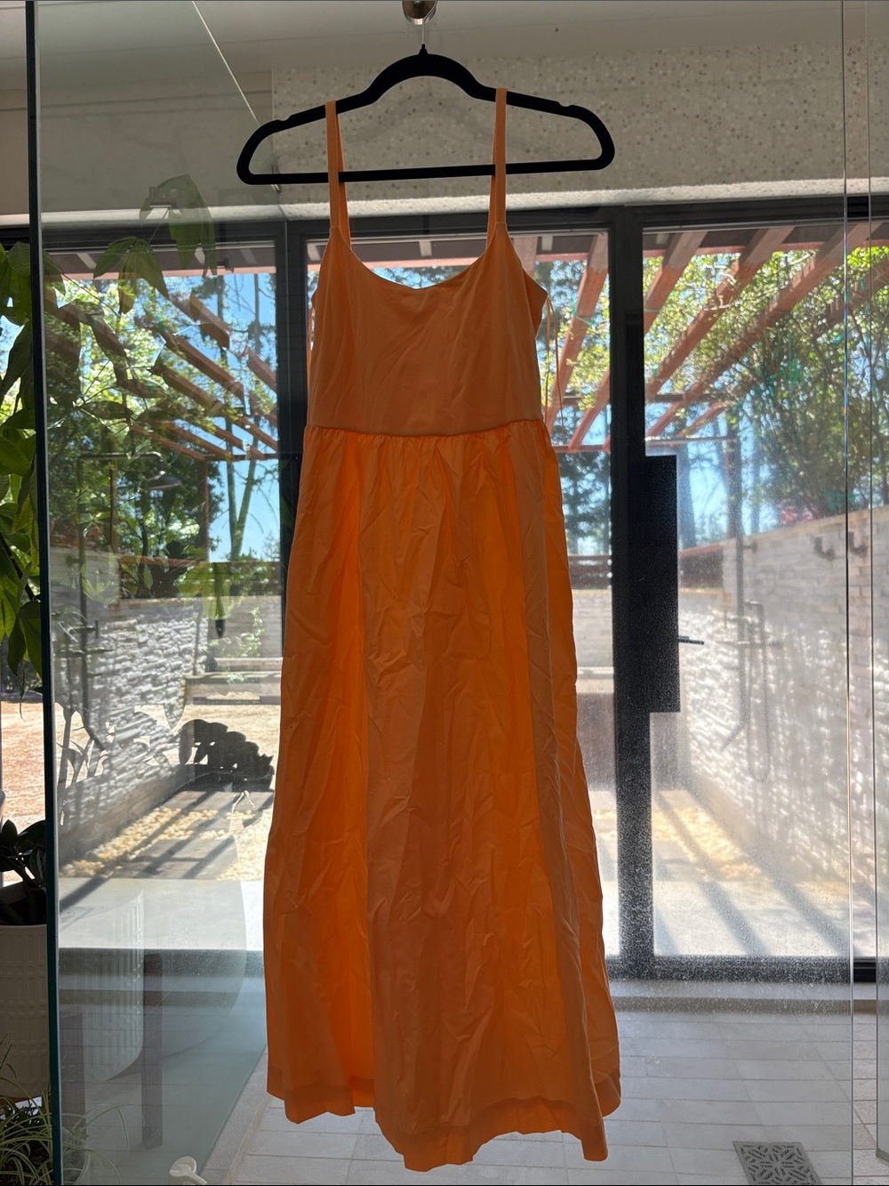 Old Navy Bright Orange Maxi Dress with Spaghetti Straps